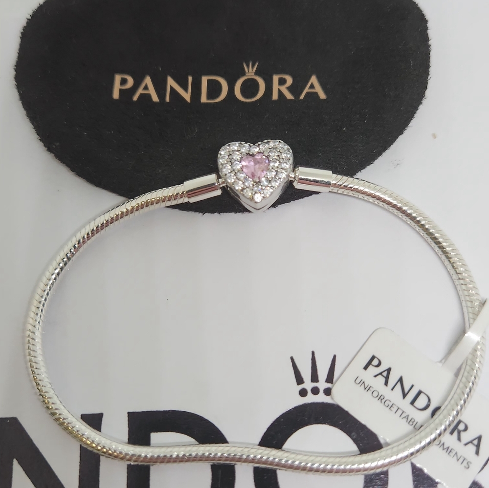 New Pandora Moments Sparkling Crown Claps Snake Chain Bracelet For Women 7.5 in